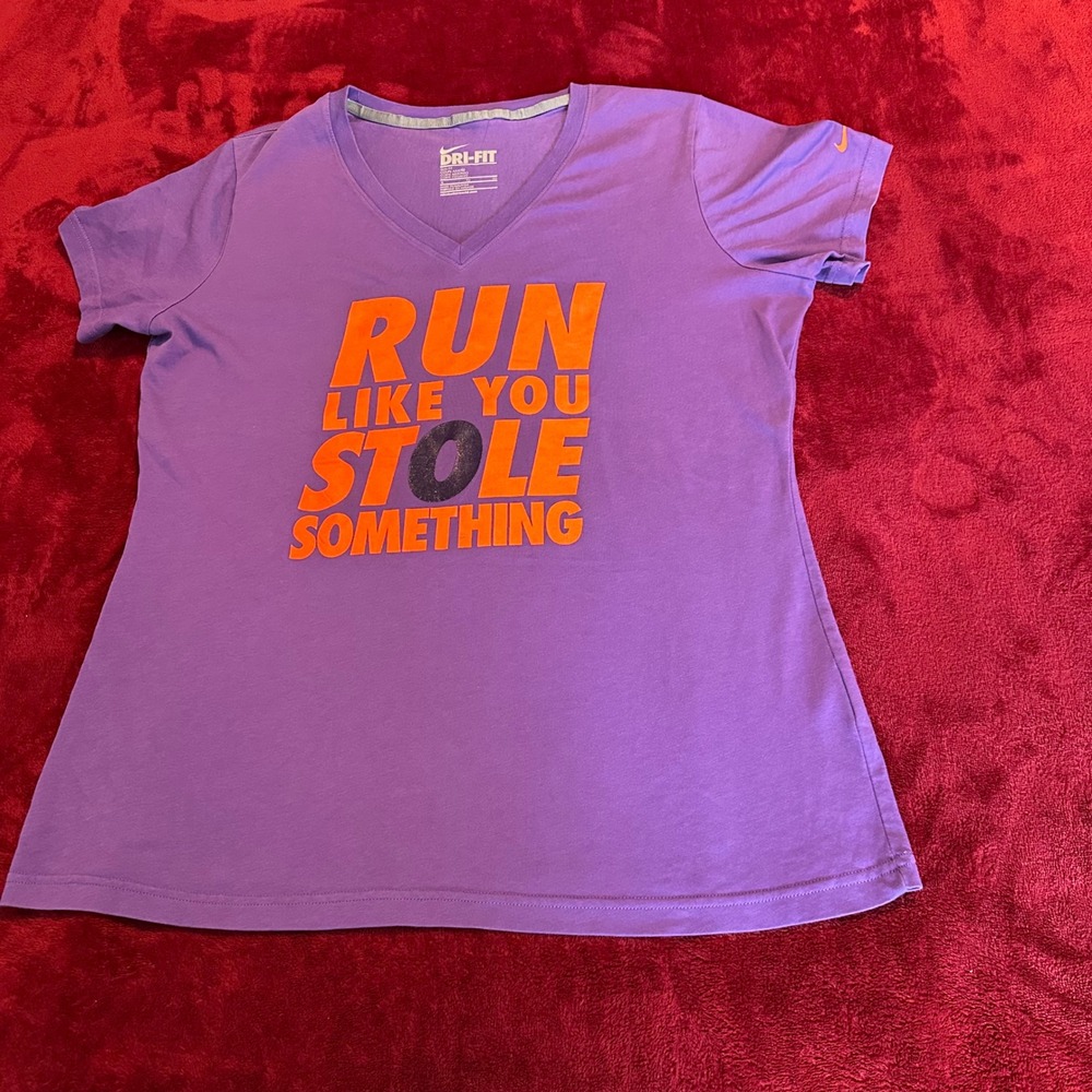 Nike Dri-FIT Womens XL‎ Purple Run Like You Stole Something Graphic Tee
